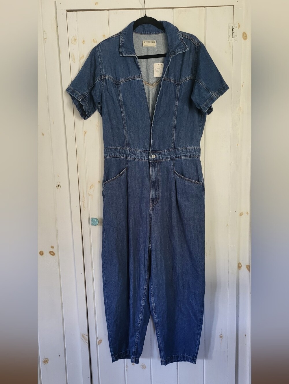FP We The Free Marla Trouser Shortsleeve Jumpsuit In Sapphire Blue